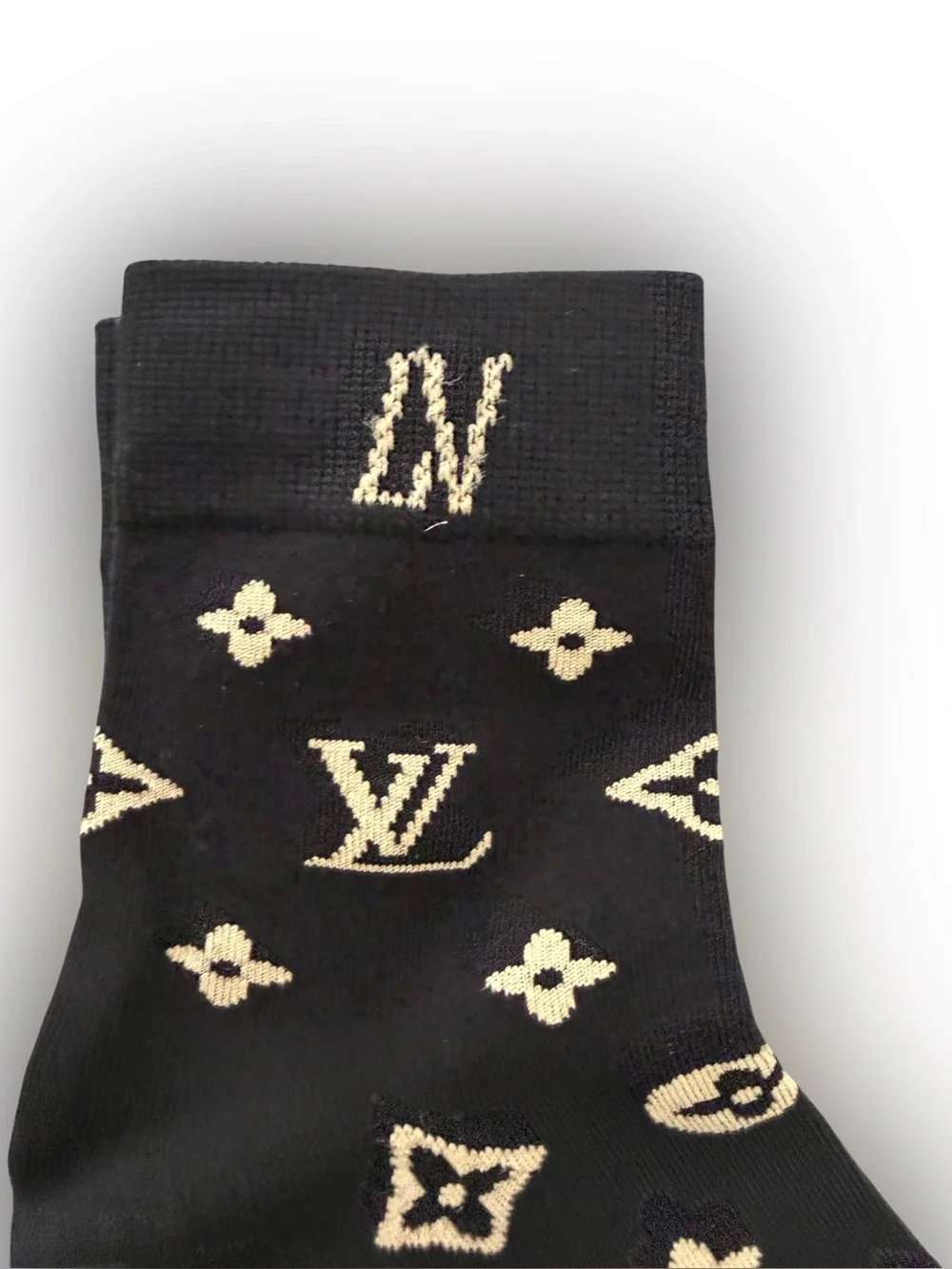 NWT 2 Pair Louis Vuitton Outlet Men’s Monogram Brown and Tan Socks